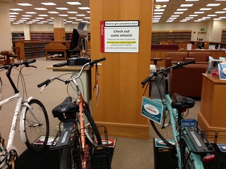 Bikes for rent at the Robert Crown Law Library