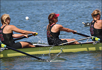 Stanford womens rowing demonstrates team collaboration as they compete for Pac-12 Championship.