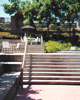 Stairway leading from patio of Beckman Bistro