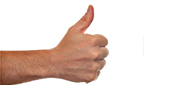 Photo of a thumb-up, right hand