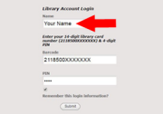 library account login screen