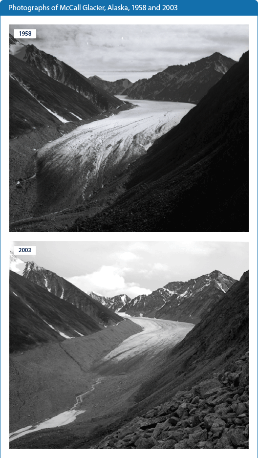 Photographs of McCall Glacier, Alaska, 1958 and 2003