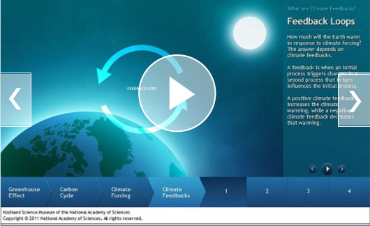 Feedback Loops - How much will the Earth warm in response to climate forcing? The answer depends on climate feedbacks. A feedback is when an initial process triggers changes in a second process that in turn influences the initial process. A positive climate feedback increases the climate warming, while a negative climate feedback decreases that warming.