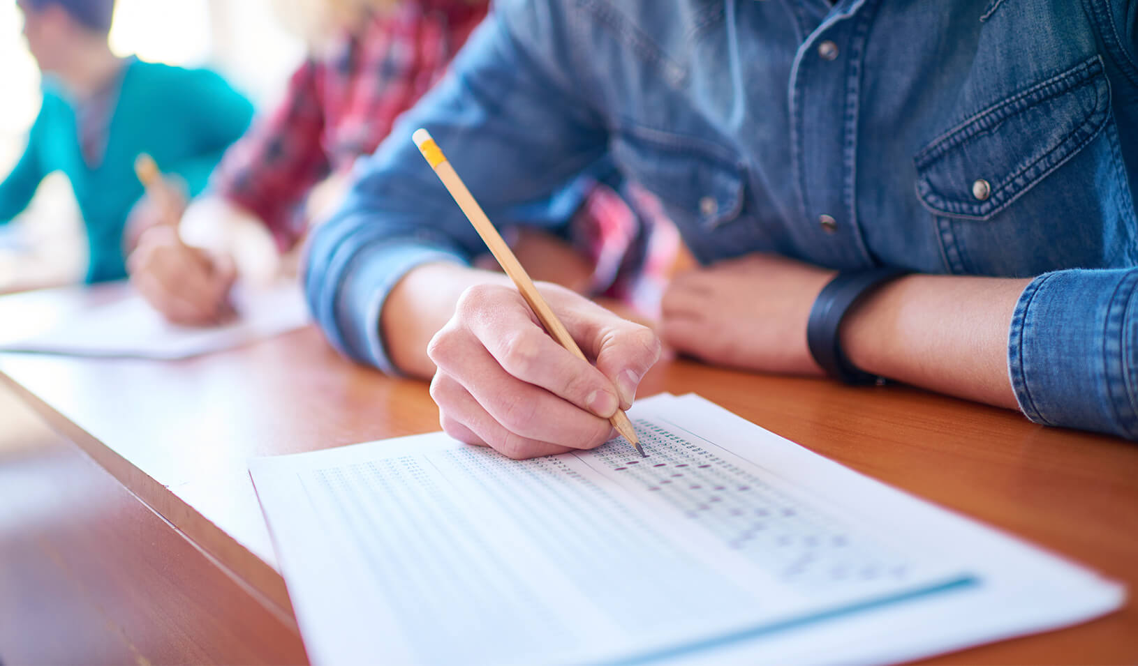 A student taking a standardized test.