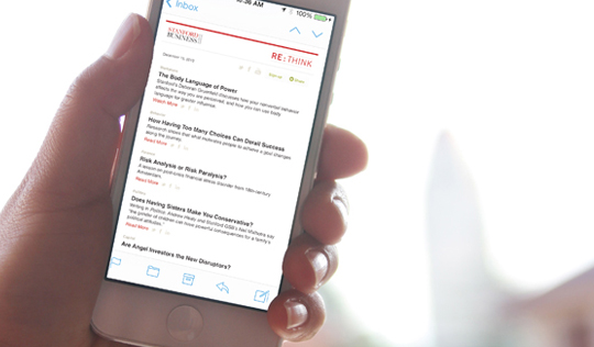 Insights by Stanford Business on an iPhone