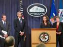 U.S. Attorney Stephanie A. Finley of the Western District of Louisiana talks with reporters at the Operation Delego Press Conference.