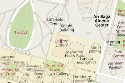 Map segment showing location of Lathrop Library