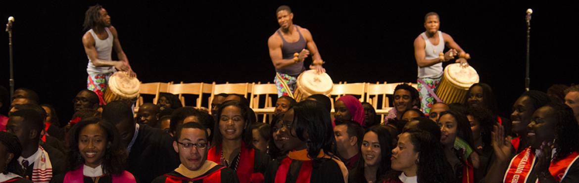 Audience and performers at Black Graduation