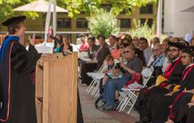 Pamela Matson speaking to Stanford Earth graduates