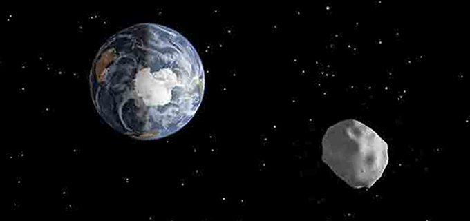 Diagram depicts the passage of asteroid 2012 DA14 through the Earth-moon system on Feb. 15, 2013. (Image credit: NASA/JPL-Caltech)