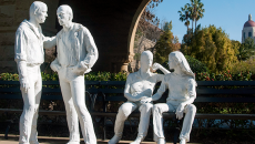 White sculpture of two male and two female figures, by George Segal, 1981.