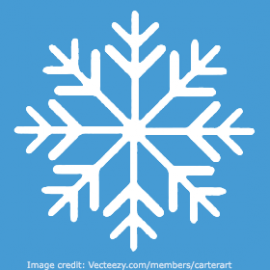 Vector graphic of white snowflake on blue background