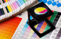 Professfional CMYK color printing materials with magnifier.