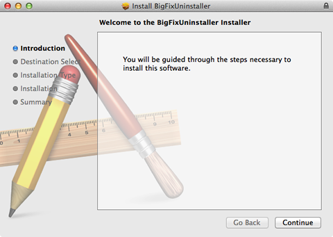 the BigFix uninstaller welcome screen