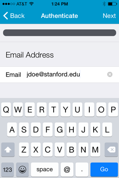 Enter your email address and tap Go. 