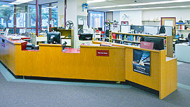 Photo of the Lane Library User Services desk