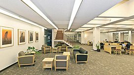 Photo of the study area on the ground floor level of Lane Library 