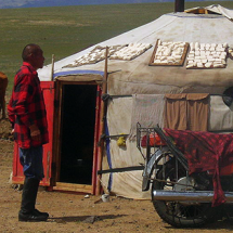 Anthropology (Mongolian Yurt, man, and motorcycle)