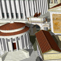 CS+Italian. 3D, Computer generated image of the Roman forum by the model maker, Lasha Tskhondia via Wikimedia Commons. 