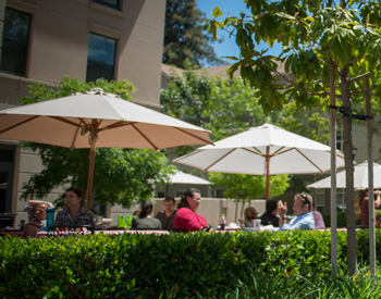 Outside seating area of Russo Cafe