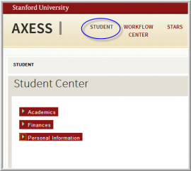 how to choose the Student tab in Axess