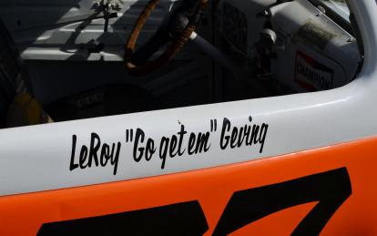 A 'California Hardtop' race car with hand lettering.