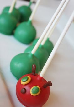 The Very Hungry Caterpillar Cake Pops