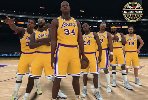 '@[221292025304:274:NBA 2K]18 will feature "all-time" teams for every NBA franchise. Here's your 1st look at the All-Time @[144917055340:274:Los Angeles Lakers] squad including @[126456347482147:274:Shaquille O' Neal], @[69025400418:274:Kobe Bryant], @[200673103280250:274:Magic Johnson], @[156324977773036:274:Kareem Abdul-Jabbar], @[145937488883554:274:James Worthy], @[49824215862:274:Pau Gasol] & Wilt Chamberlain!  Who's stopping that?

Which players do you think should be on each roster?'