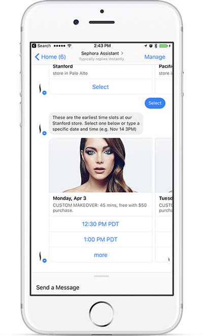 An example of booking appointment on Messenger