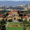 Front of the Stanford Quad, hills in background