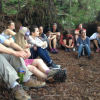 Environmental Education students sitting in a circle in the woods.