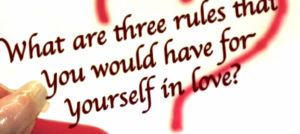 What are three rules that you would have for yourself in love? Screenshot from THINK project,
