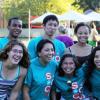 Students smiling during SoCo Closing BBQ