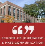 Image of Murphy Hall and School of Journalism and Mass Communication's logo