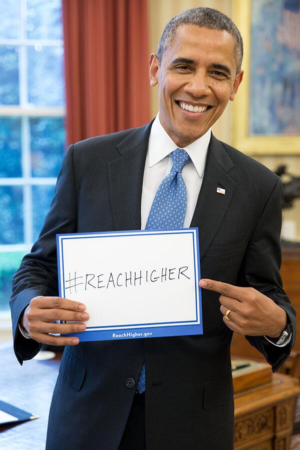 RT if you agree with President Obama: It's time to help all our kids #ReachHigher and complete their education. http://t.co/Z4OYs5BIk5