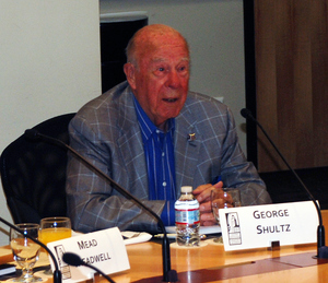 George Shultz is the Thomas W. and Susan B. Ford Distinguished Fellow at the Hoo