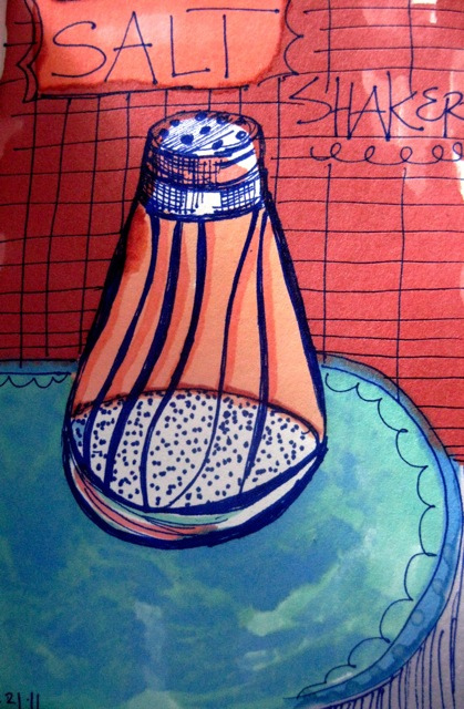 Original artwork drawing of a salt shaker