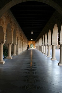 arches down hall at stanford university