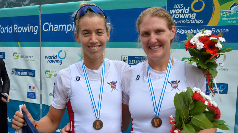 Elle Logan (right) stroked the U.S. Women's Pair To Bronze at the World Rowing Championships.