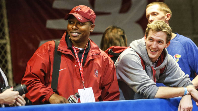 Jody Stewart, with Card sprinter Spencer Chase. Photo by Spencer Allen/SportsImageWire.com.