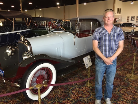 Ray Heigemeir with a 1923 Voisin once belonging to Rudolph Valentino