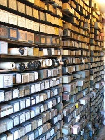 A portion of the Condon Collection piano rolls, prior to shipment from Australia.