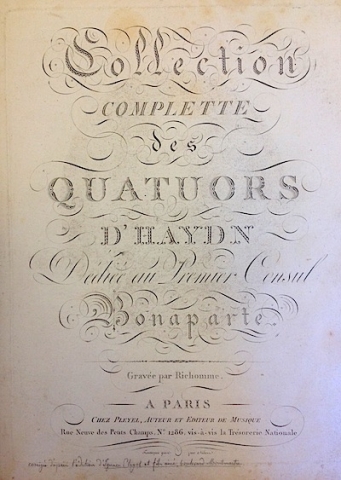 Haydn, Collection complette des quatuors (title page)