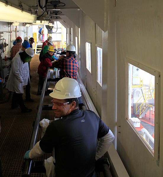 Scientists aboard the JOIDES Resolution have hauled up more than 2 kilometers of sediment cores for analysis.