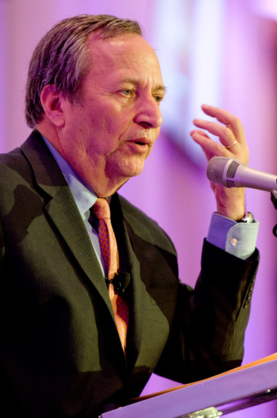 Lawrence Summers told the audience that he 'rejects the view expounded by some in the financial sector that crises are an inherent part of economic life that one has to accept and plan for.'