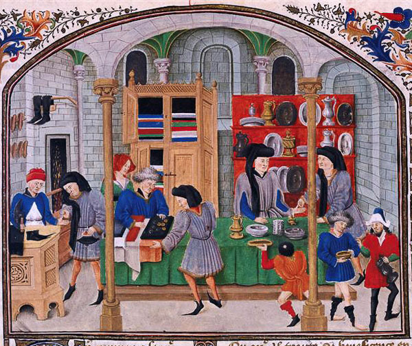 A depiction of a medieval market