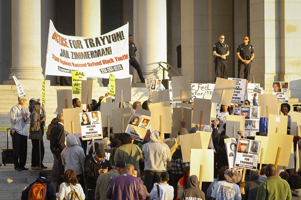 Marchers support Trayvon Martin at LA City Hall