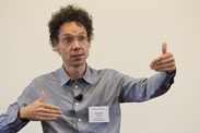 Photo of Malcolm Gladwell at the CASBS conference