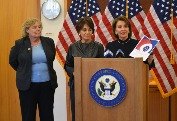 Congresswomen Zoe Lofgren, Anna Eshoo and Nancy Pelosi, (Photo Credit: Kate Chesley) 
