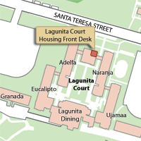 Campus Map Highlighting Lagunita Court Housing Front Desk